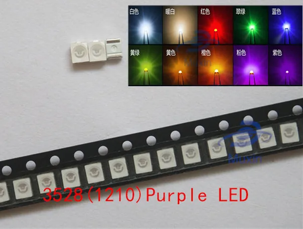 100 шт./лот SMD светодиодные диоды 3528 1210 LED Diodo Kit зеленый красный теплый белый голубой
