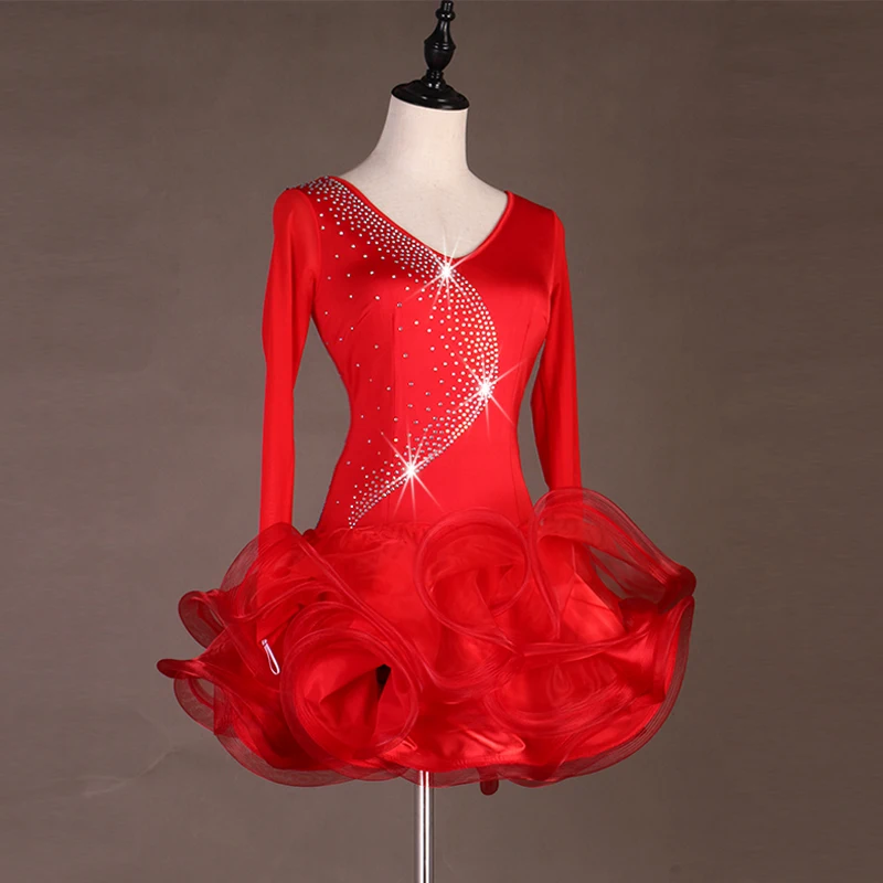 Юбка для латинских танцев с длинным рукавом женская новая профессиональная