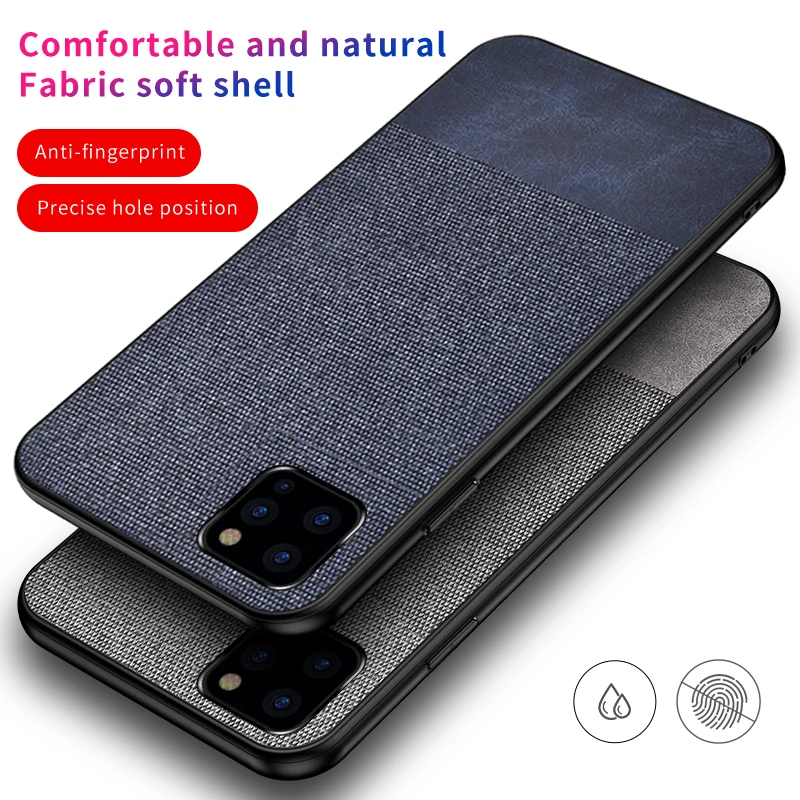 for apple iphone 11 case soft silicone edge cloth texture skin protective back cover case for iphone 11 pro max iphone11 11pro free global shipping