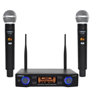 Двухканальная портативная микрофонная система для караоке, UHF, дальнего действия, LO-U02