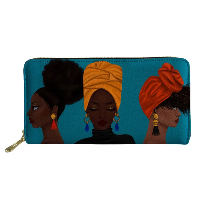 Nopersonality черные женские кожаные кошельки в Африканском и американском стиле Art Afro кошелек для девочек длинный женский держатель для кредитных карт Сумочка розовая - Цвет: Z5259Z21