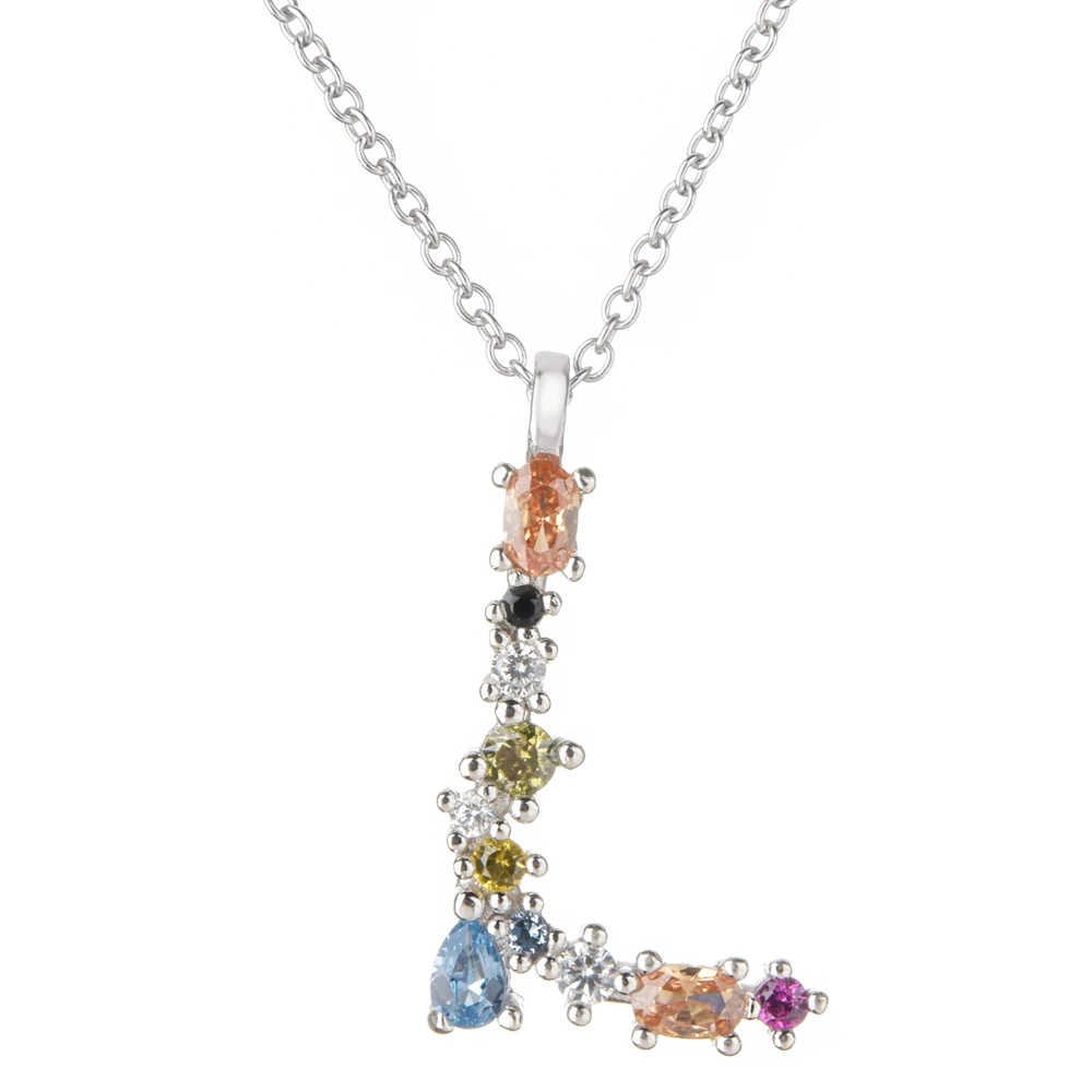 Silver L Altruist 925 пробы серебро I Am Initial C P кулон Nekclace Красочный Кристалл Мини-проба Длинная цепочка регулируемое ожерелье ювелирные изделия - Окраска металла: Silver L
