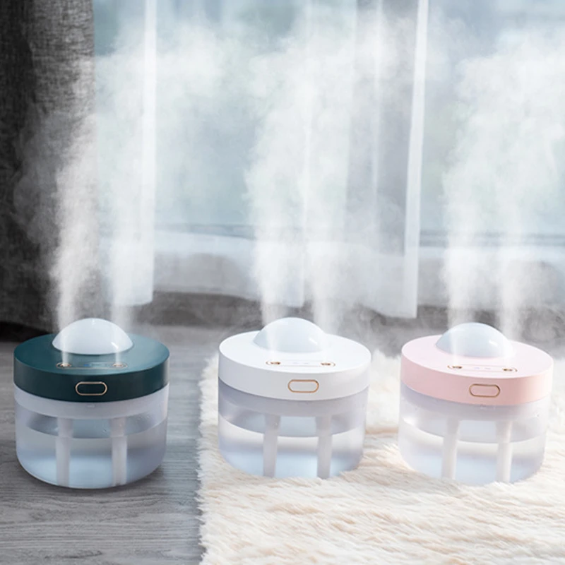 1L Wireless Ultrasonic Air Humidifier Double Nozzle Cool Mist Maker Fogger with LED Projection Lamp Home Projector Humidificador | Бытовая
