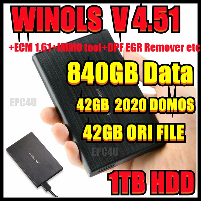 Winols 4 51 2 24 + 840 ГБ DAMOS PACK 40 ORI файлы и настроенный пакет 1000 Гб HDD ECM TITANIUM immo инструмент
