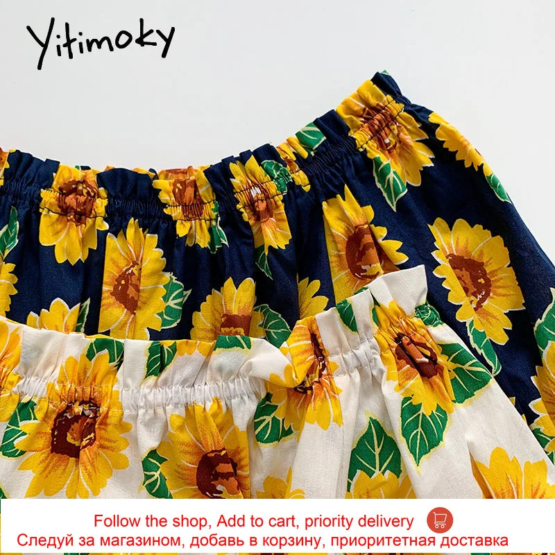 

Yitimoky Women Shirts Korean Fashion Short Vintage Hort Sleeve Top Printing Summer 2021 New Slash Neck Floral Casual Ladies Top
