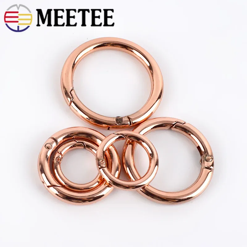 

Meetee 5pcs 17-37mm Rose Gold Metal Spring O Ring Buckles Openable Snap Clip Keyring Hook LeatherCraft DIY Bag Clasp Accessories