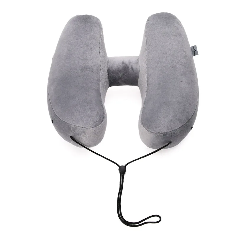 Gray Pillow 6 цветов H форма надувная подушка для путешествий Складная легкая подушка для шеи с ворсом автомобильное сиденье офисная Подушка для сна - Цвет: Gray Pillow