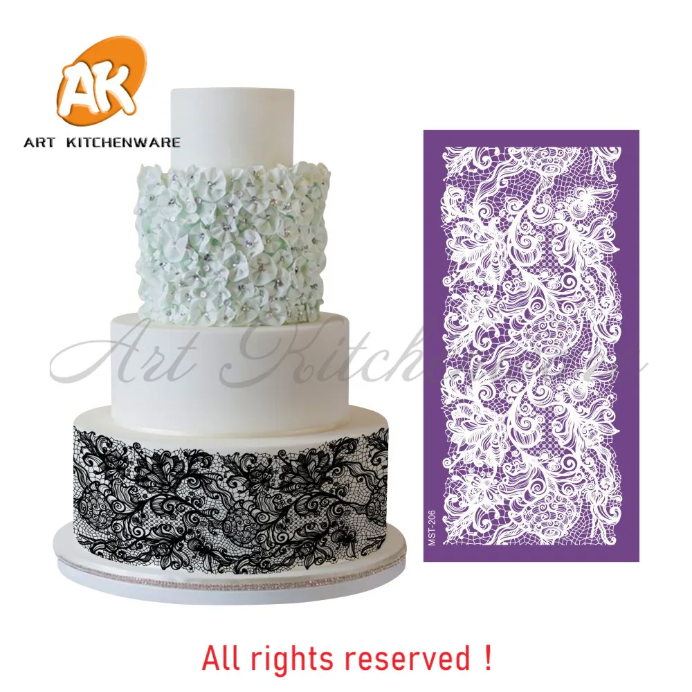 Magic leaf Mesh Stencil Lace Wedding Cake Stencil Cake Decorating Tools Soft Fabric Stencils for Fondant Cake Mold Bakery