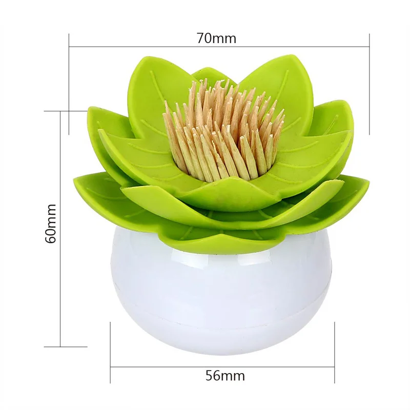 

Cotton Swab Holder Flower Design Storage Container Toothpicks Organizer Tube with Dust Cover