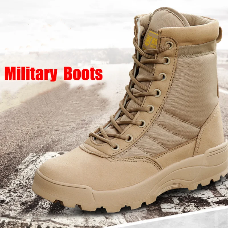 

Men Desert Tactical Military Boots Mens Working Safty Shoes High-top Hiking Shoes Men Outdoor Breathable Combat Boots