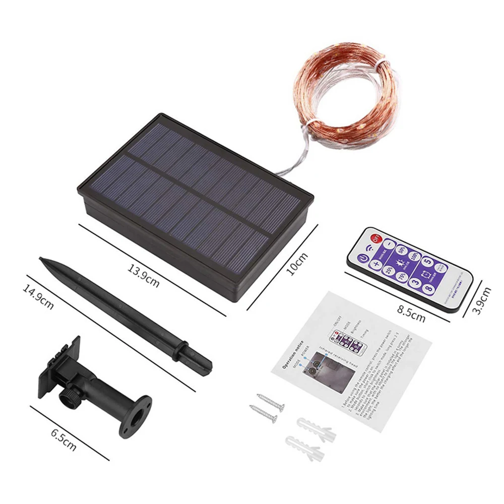 Outdoor Waterproof 100/200 LED Solar Powered String Lights Copper Wire With Remote Control | Освещение