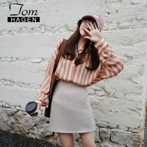 Женская блузка с отложным воротником Элегантная составного кроя весна-лето 2020 |