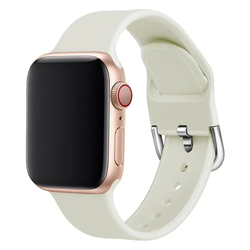 Antique white Спортивный силиконовый ремешок для apple watch 5 4 band 44 мм iwatch band 42 мм correa 38 мм pulseira apple watch 5 4 3 2 Браслет ремешок для часов - Цвет ремешка: Antique white
