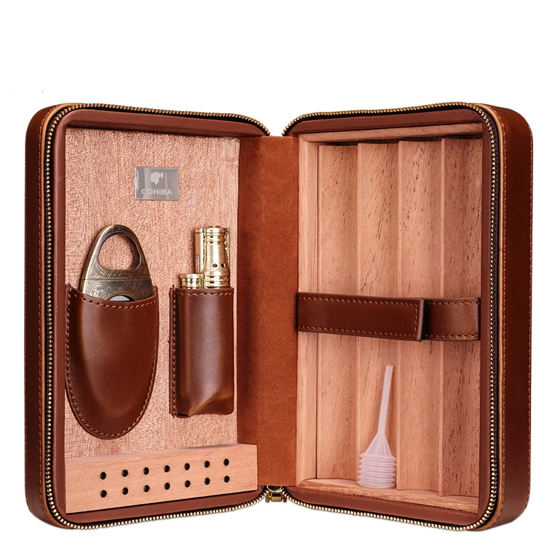 COHIBA кедрового дерева коричневый хьюмидор путешествия Портативный кожаный