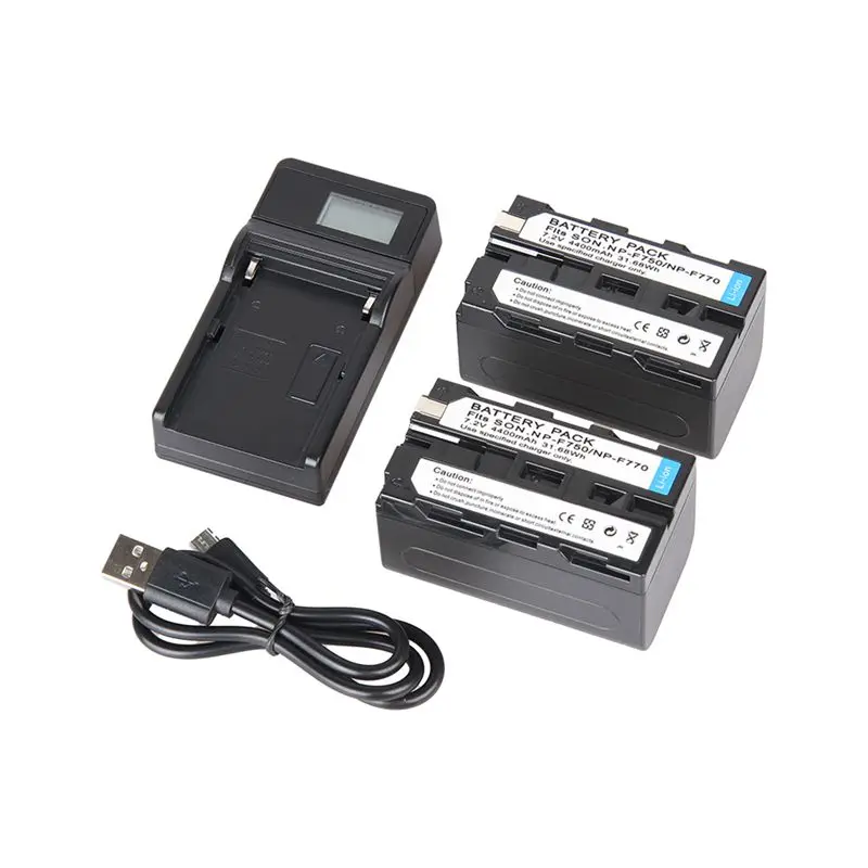 Для sony NP-F750/770 полная декодирование 7 2 V 4400mAh батарея + ЖК-дисплей USB одиночный заряд