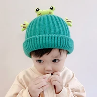baby winter hats childrens wool hat ear protection headdress cute green frog headwear for girlboy chic warm hats milamiya