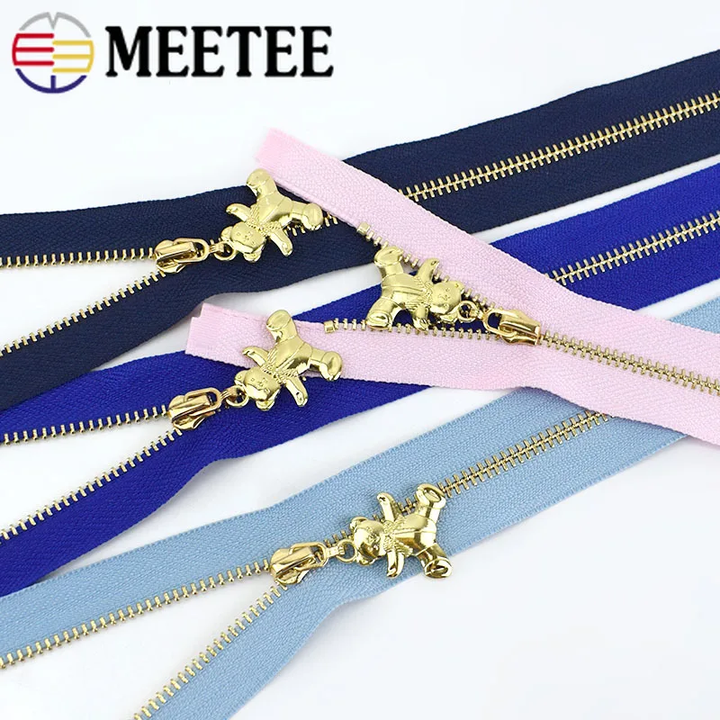 

10pcs Meetee 40-70cm 3# Metal Zippers Open-End Auto Lock Gold Zipper DIY Bags Purse Garment Decor Zip Sewing Accessories ZA049