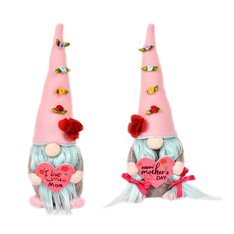

Happy Mother's Day Gnome Plush Dolls with Love Heart Love Mom Dwarf Toy Doll Birthday Festival Home Decor Gift