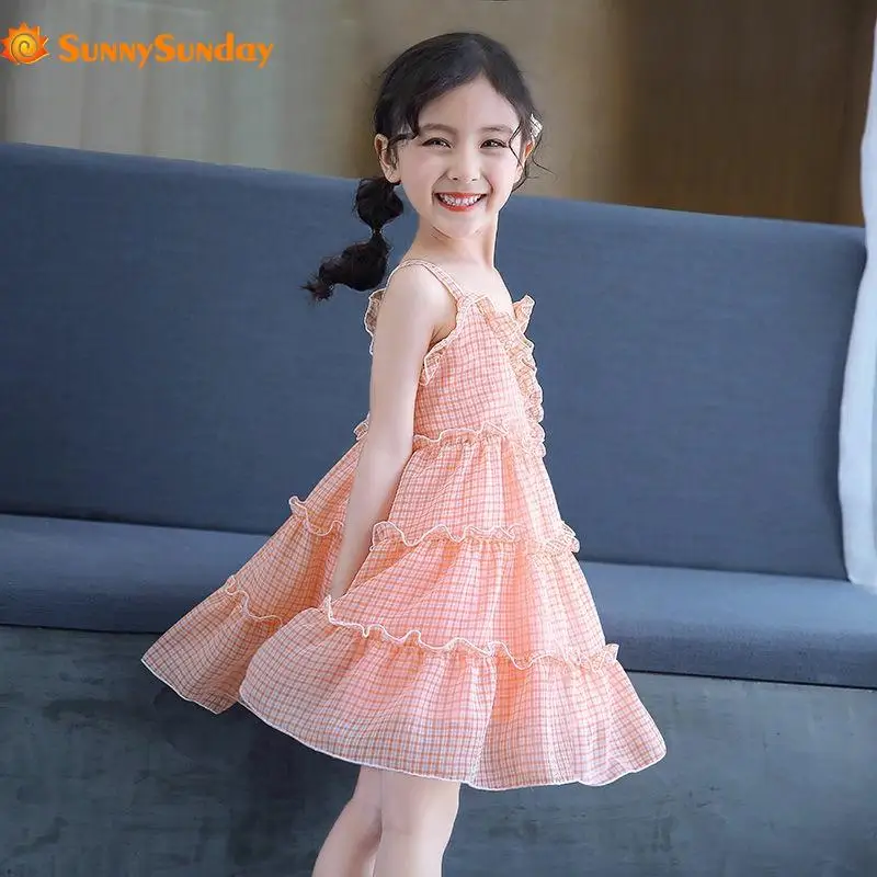 

Girls Lace Dress Sleeveless 2020 Summer Dress New Girl Dress Flower Print Child Princess Dress A-Line Cotton Dress For Girls