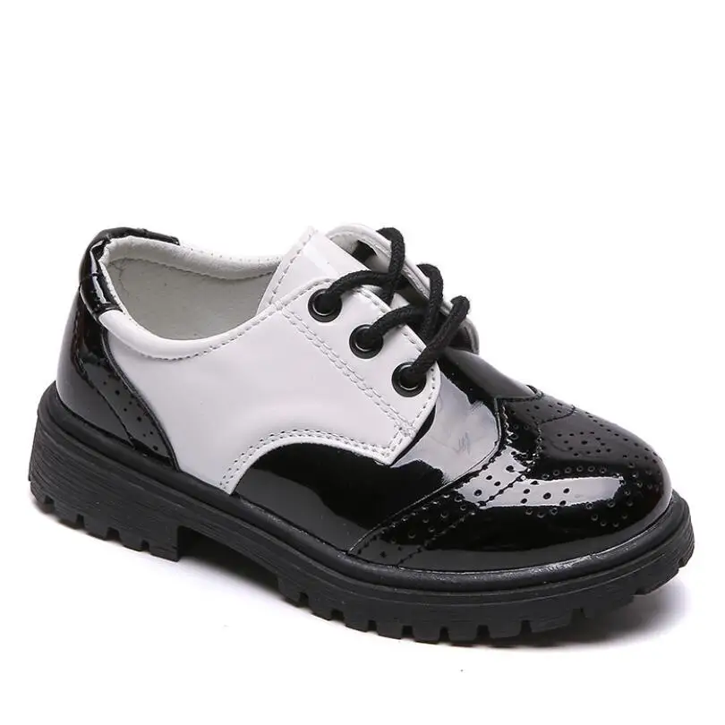 

New Kids Leather Shoes Wedding Dress Shoes for Boys Girls Brand Children Black Performance Shoes Gentlemen Formal Wedge Sneakers