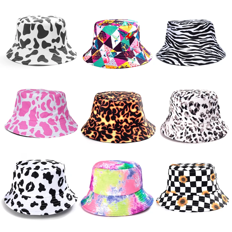

Summer Cow Bucket Hats for Men Women Reversible Bob Summer Girl Cute Cow Print Fishing Hat Female Lady Outdoor Travel Panama
