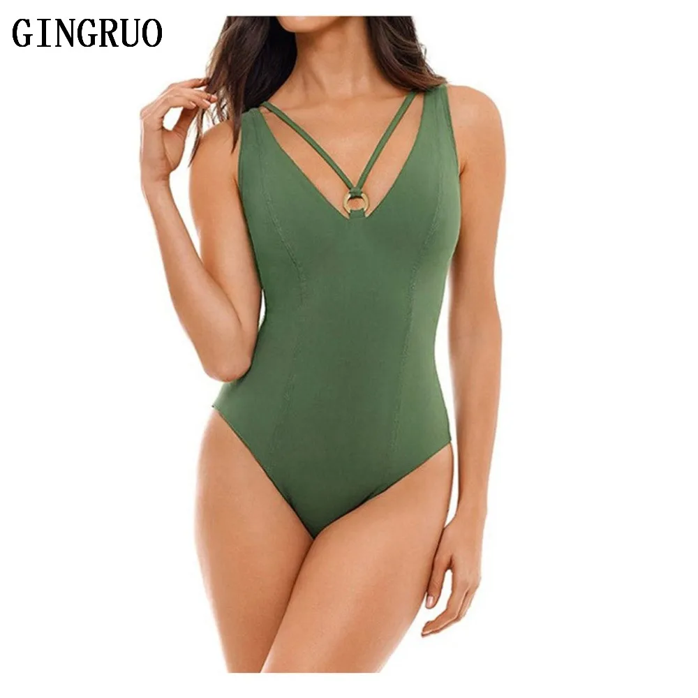 Женский купальник с открытой спиной цельная Повседневная летняя одежда сплошной