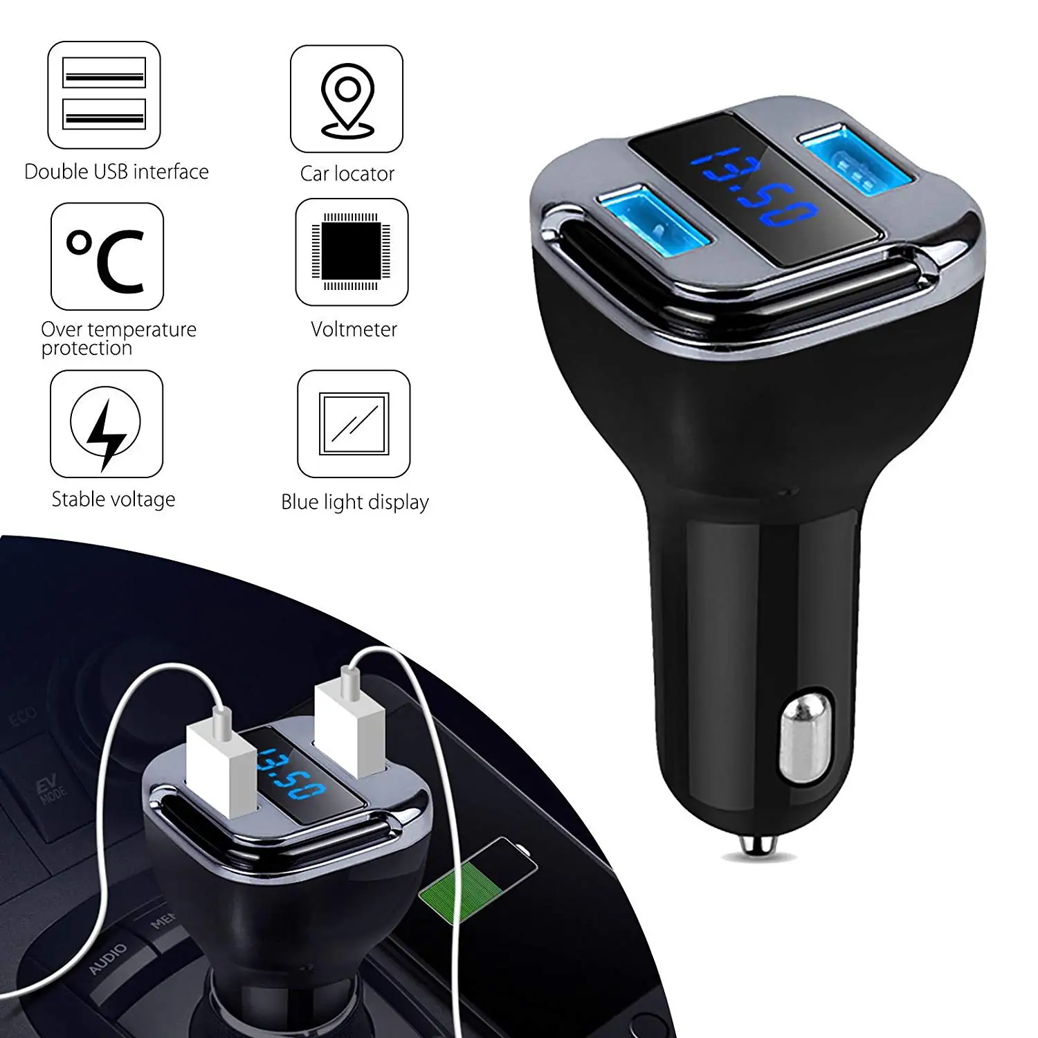 Портативный 2 в 1 gps трекер локатор 12 в двойной зарядное устройство usb вольтметр устройство слежения в режиме реального времени автомобильный Стайлинг дропшиппинг
