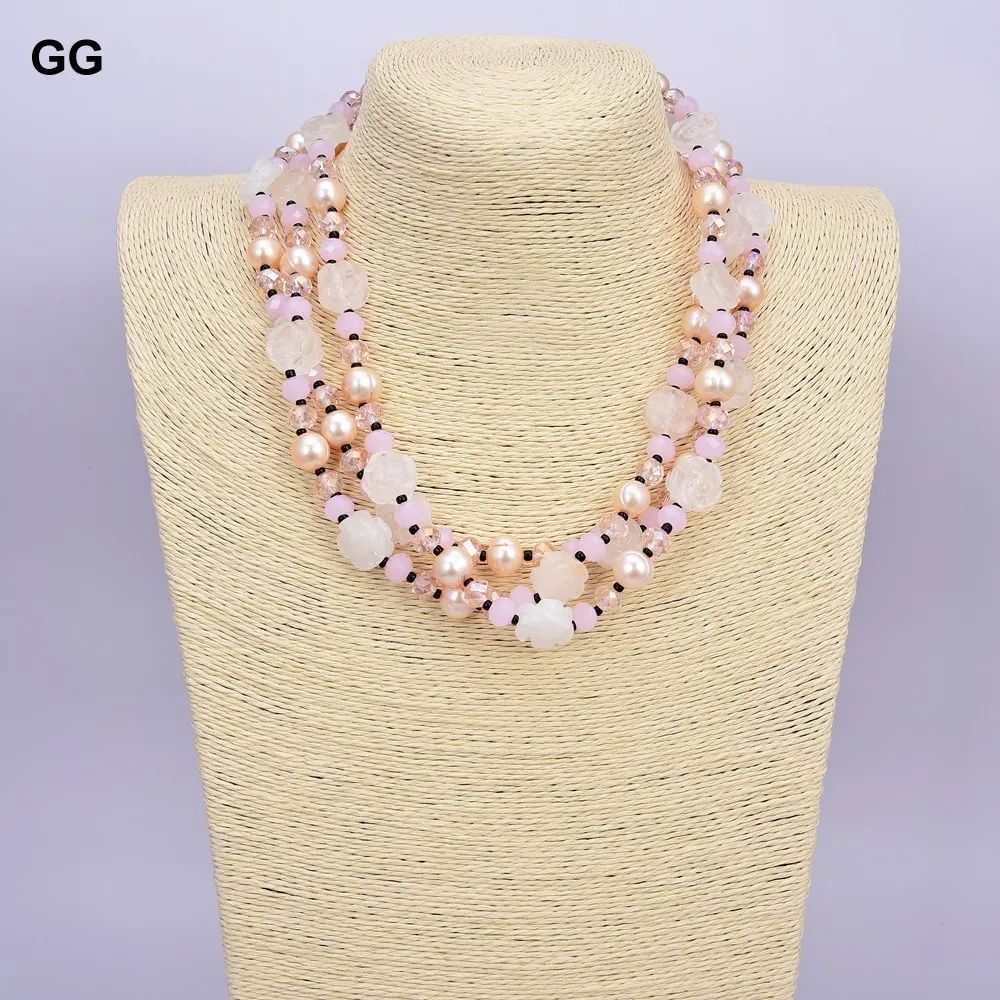 GuaiGuai ювелирные изделия ручной работы полу камень 3 пряди натуральный розовый