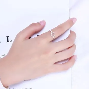 

2021 Ring Female Fashion Ins Korean Style Open Ring Adjustable Horseshoe Ring Diamond Silver Ring FSR-101
