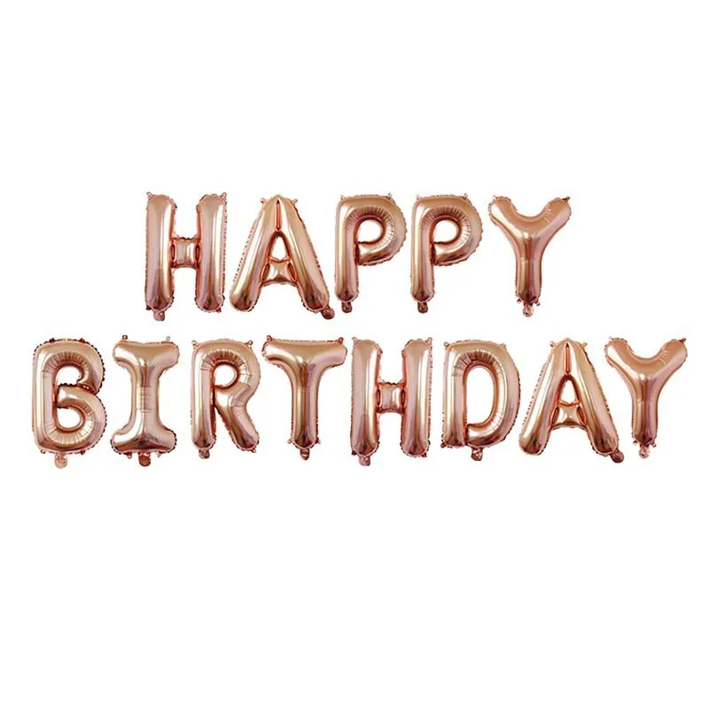 happy birthday Розовое золото вечерние украшения сердце фольги воздушный шар номер конфетти для воздушного шара гелий Свадебный шар День рождения ребенок душ Декор - Цвет: happy birthday