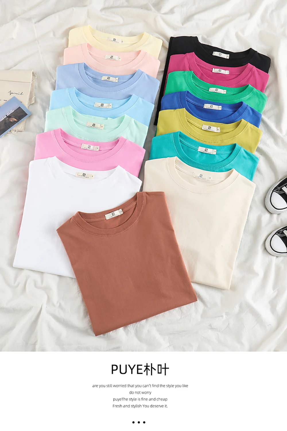 

Short sleeve t-shirt female 2021 new slim fit solid color base coat temperament summer white top pure cotton half sleeve T-shirt