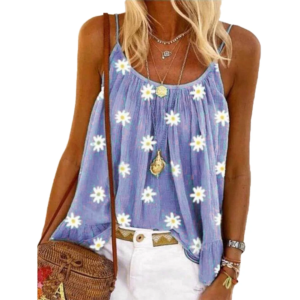 Женский модный плиссированный жилет без рукавов с принтом подсолнуха топ