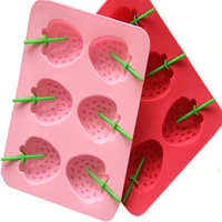 summer strawberry shape ice lattice strawberry silicone ice box creative kitchen ice model popsicle mold ice cream silicone mold