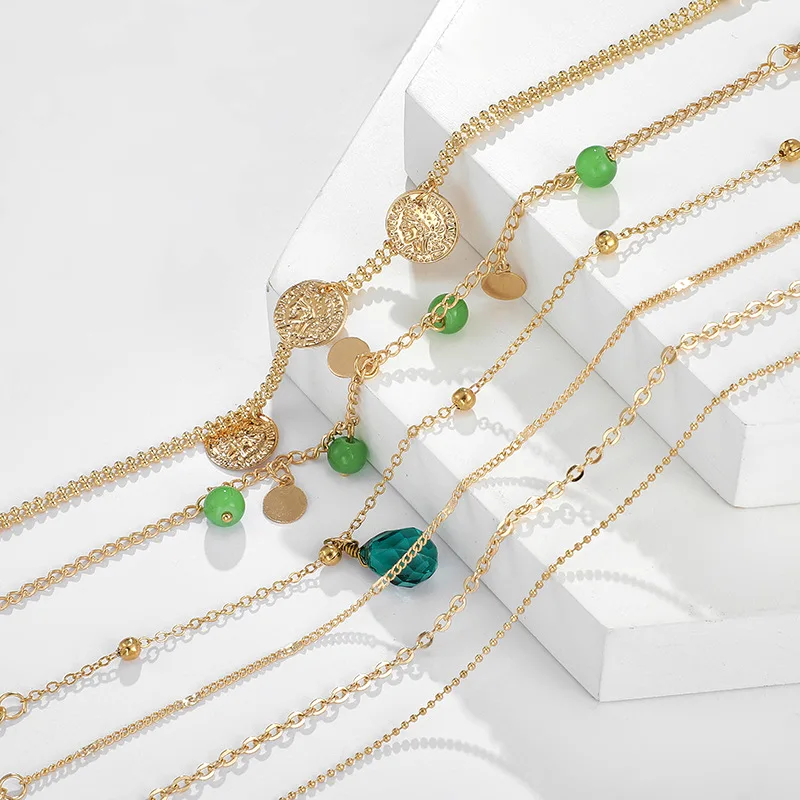 6 шт./компл. простые ручные цепочки из сплава монеты блестки очаровательные