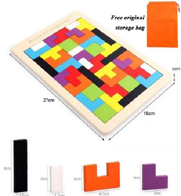 3D Colorf Деревянные Пазлы настольные Игрушки Tangram головоломка Пазлы для детей тетрис игра Развивающие игрушки для малышей деревянный подарок