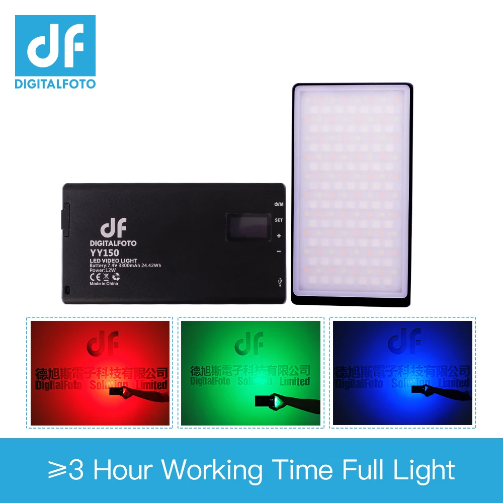 DF YY150 светодиодный 12 Вт 2500 к-8500 к с регулируемой яркостью RGB светодиодный ультратонкий видеопанель светильник для видеосъемки DSLR YouTube фотостудии