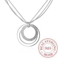 925 sterling silver casual double circle necklace pendant for women accessories mujer interlocking collar for ladies friend gift