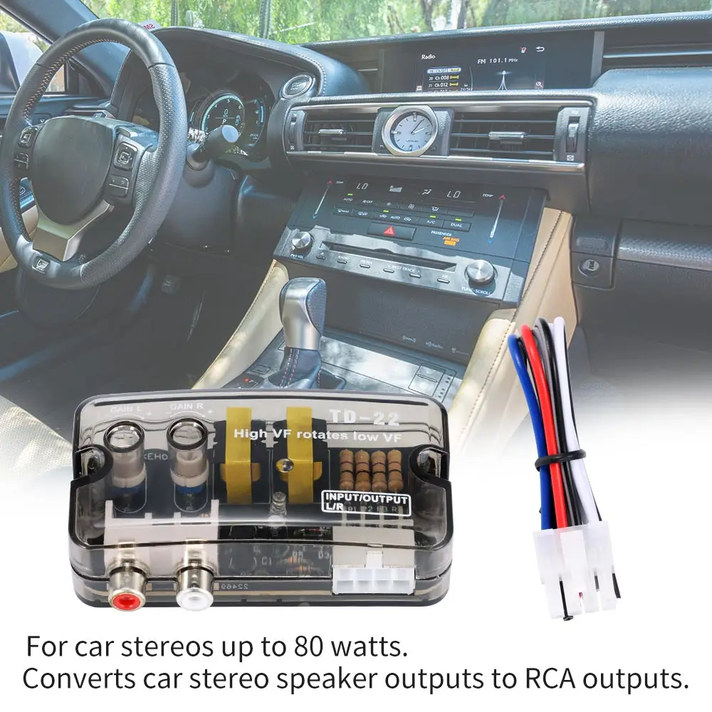 

Universal 12V Auto Car Audio Converter RCA Stereo High To Low Adjustable Frequency Line Speaker Level Converter Adapter