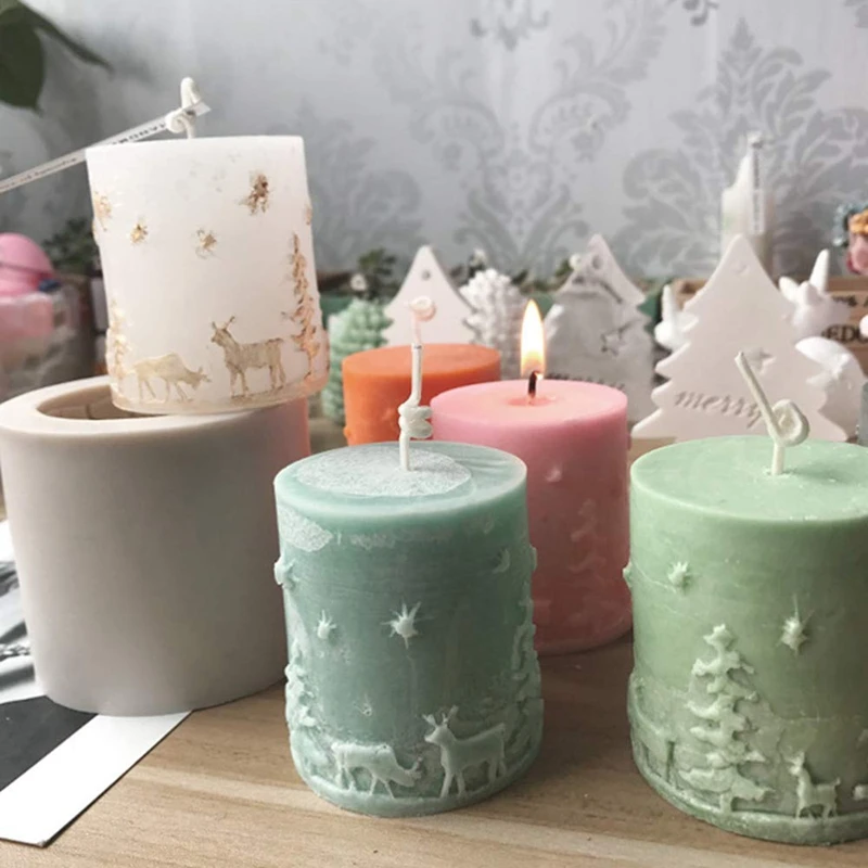 Рождественская силиконовая форма для свечей круглая DIY рельефная картина дерева