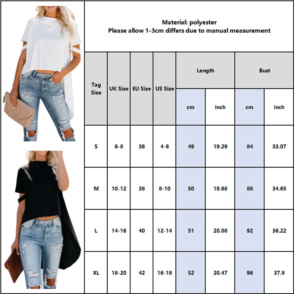 

Women's Back Long And Short Front Chiffon Stitching Irregular Tops Round Neck Fashion Solid Summer Ladies T-shirts D30