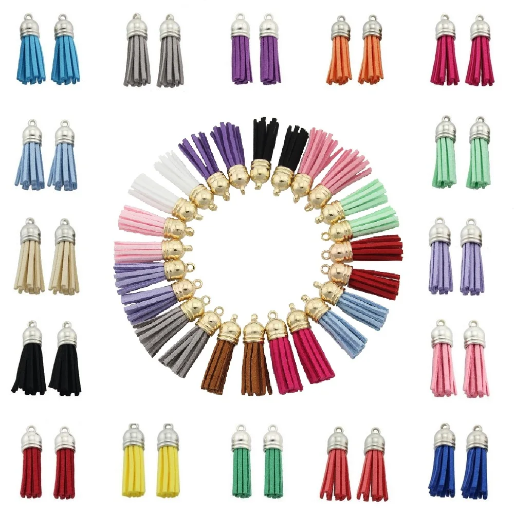 

20Pcs / Lot Suede Leather Tassel Pendant Charms Jewelry Findings For Earrings Keychain Cellphone Straps Handmade Craft DIY L01