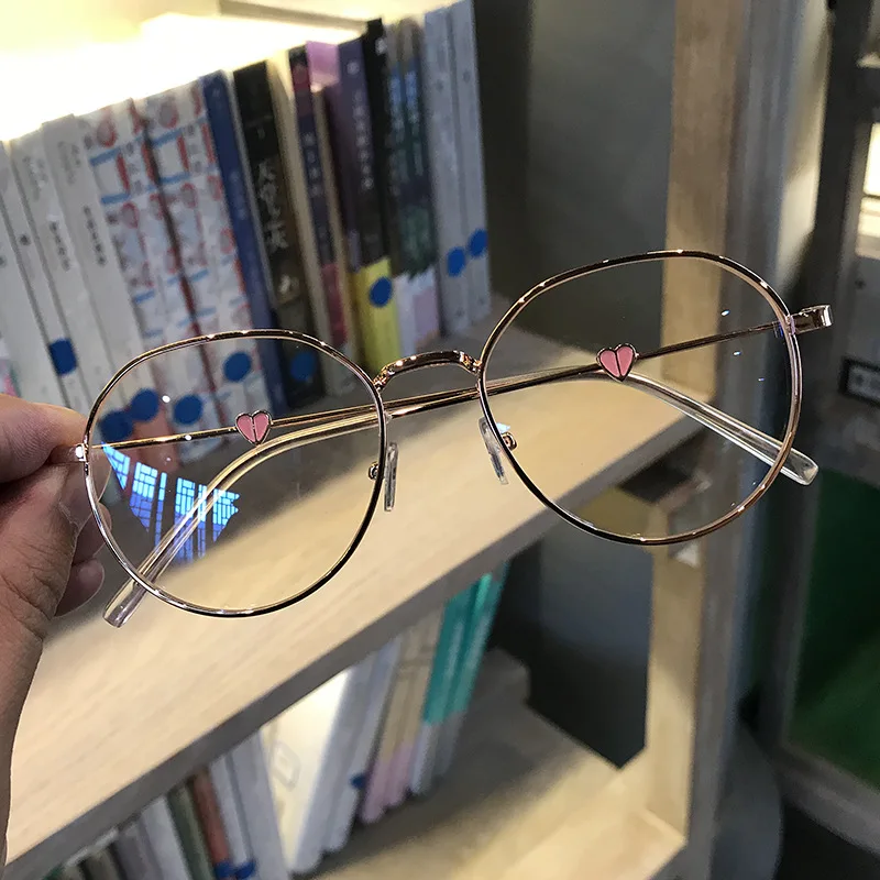 

Panda Love Heart Myopia Glasses Fashion Metal Frame Spectacles Anti-Blue Light Short Sight Glasses Vision Care Eyeglasses -4.0