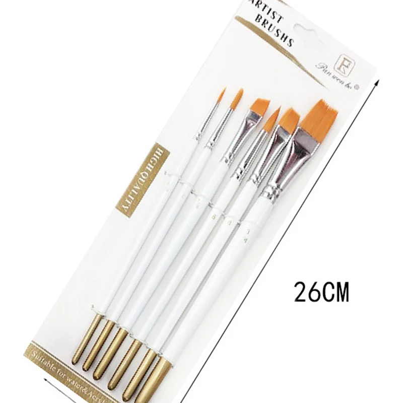 

Hot Sale Wood Handle Watercolor Gouache Tail Painting Brush Pen Art Supplies School Office Stationery Paint Brushes Sets 6pcs