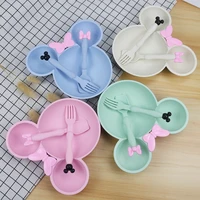 3pcs disney minnie mouse mickey mouse childrens dinner plate spoon fork birthday party baby shower desktop decoration supplies
