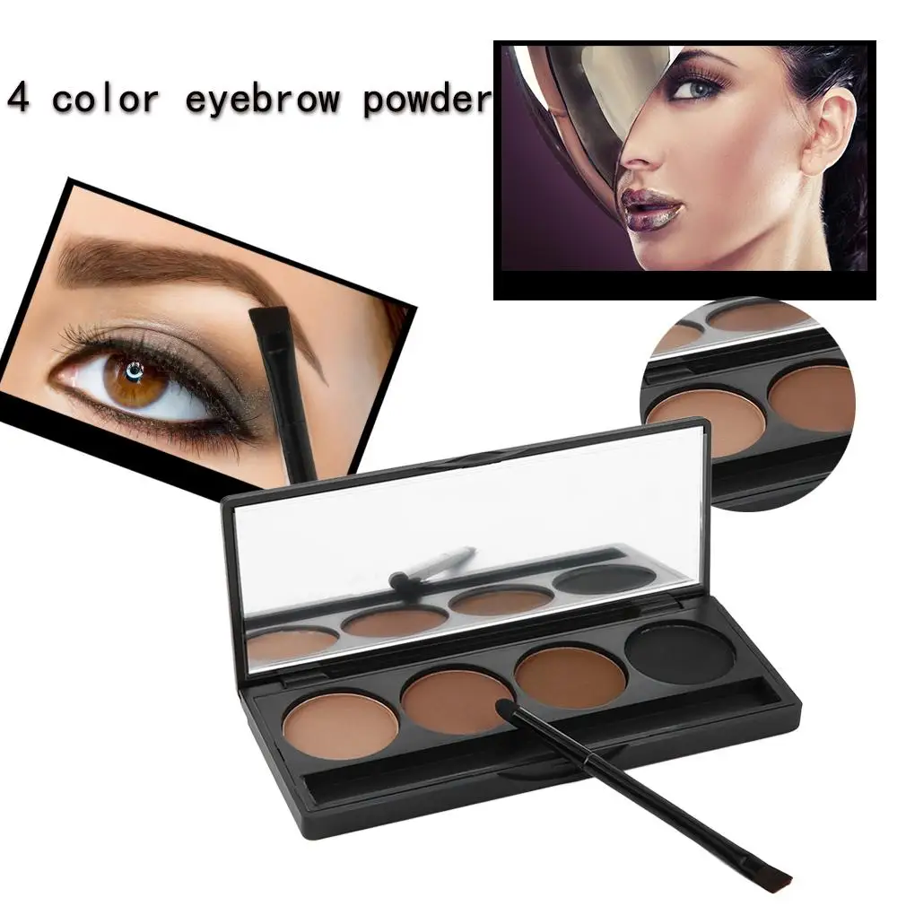 New Eyebrow Shadow Powder 4 Colors Set Long Lasting Brow Wax Palette Brush Colour Cake | Наручные часы