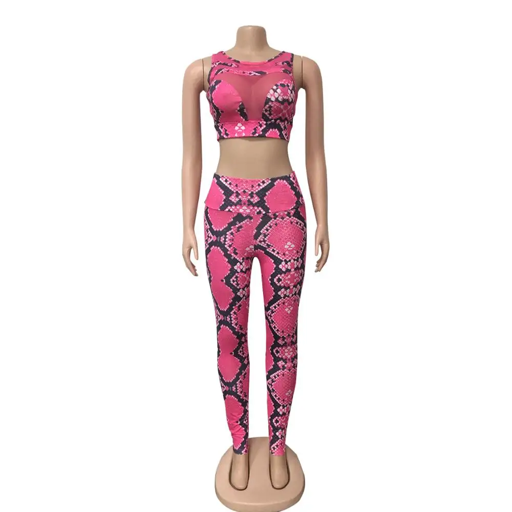 

Print Sexy 2 Piece Set Conjuntos De Mujer Sleeveless Lace Up Crop Top And Pant Suit Two Piece Sets 2 Pcs Outfits Tracksuit Women