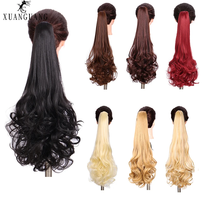 Конский хвост парик женский длинные вьющиеся волосы большая волна синтетический