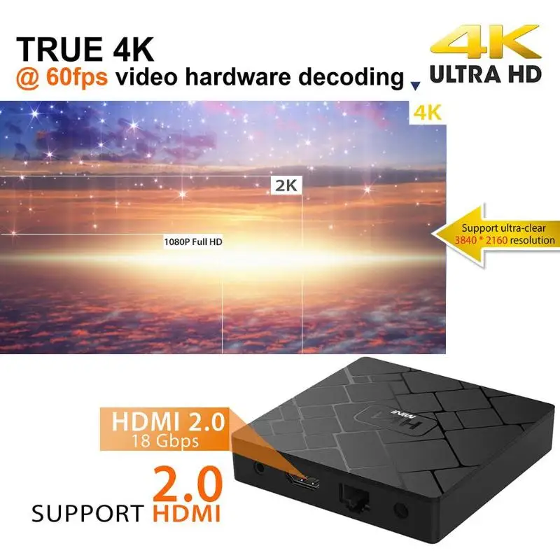 HK1Mini ТВ приставка RK3229 Tetranuclear Cortex A53 Android 8 1 Смарт 2 ГБ + 16 Гб Четырехъядерный 4K 3D H.265 4