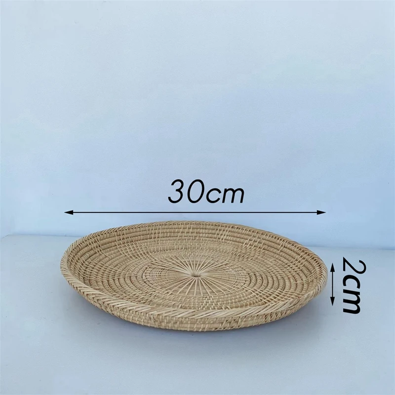 Поднос для фруктов из ротанга винтажная плетеная круглая тарелка хлеба ручной