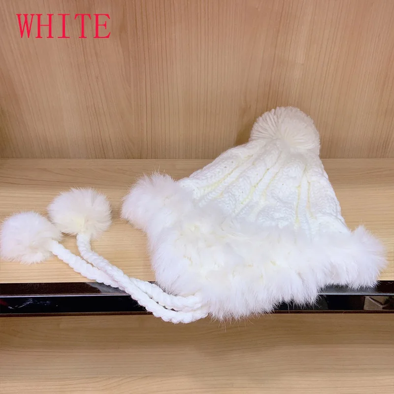White Q038 модные шерстяные зимне наушники шапка Hairball Лыжные шапки дизайн двойной волос мяч шапка сохраняет тепло зима gorro hombre# Q038 - Color: White